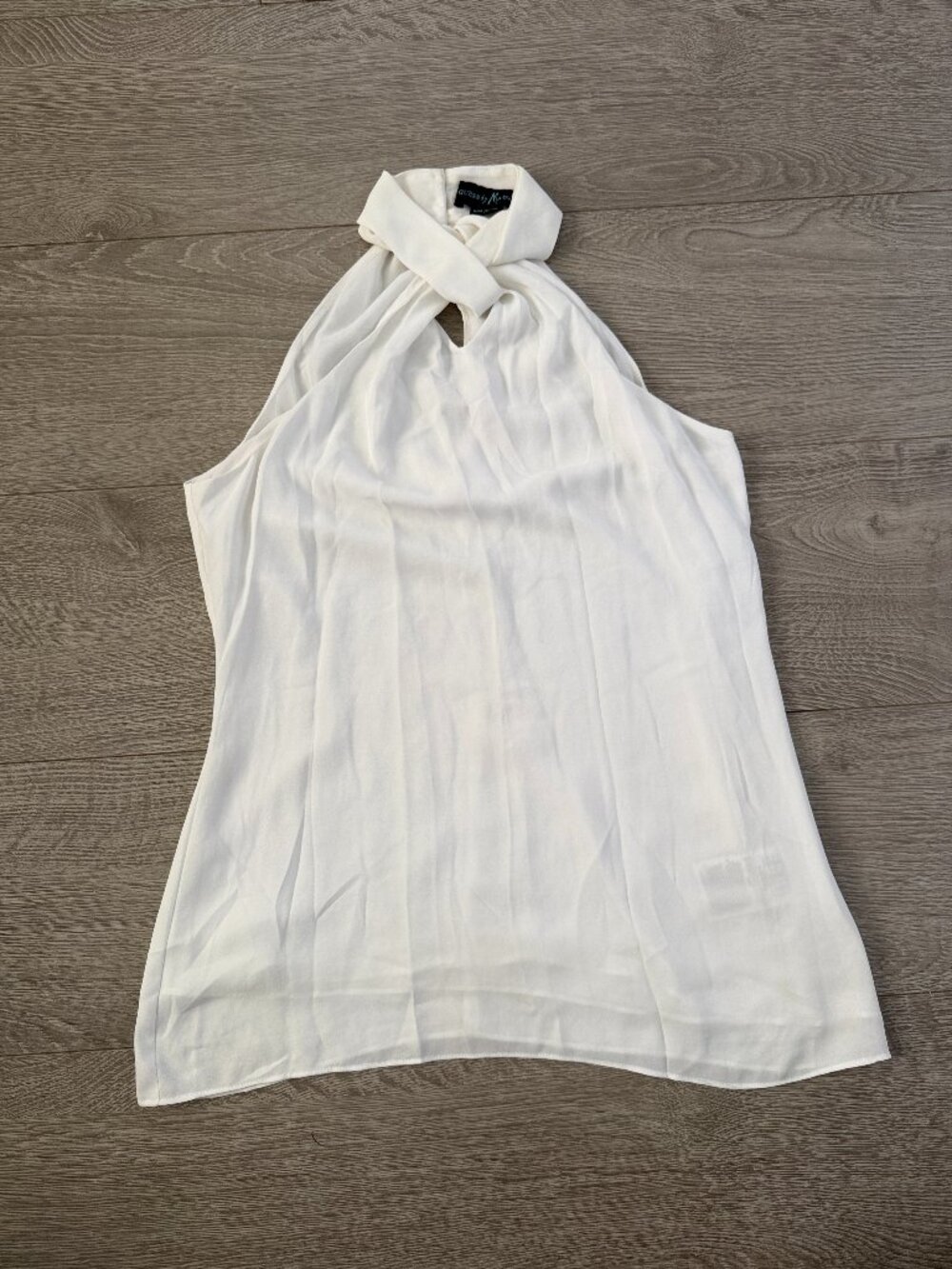Guess by Marciano White Choker Neck Sleeveless Blouse Women's XS Keyhole Top